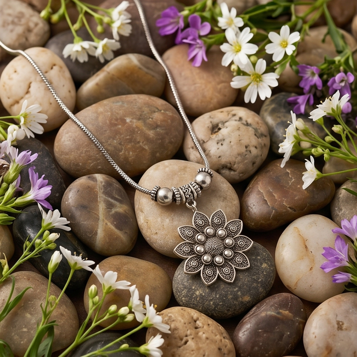 DIVYORO FLORAL MANDALA CHAIN PENDANT