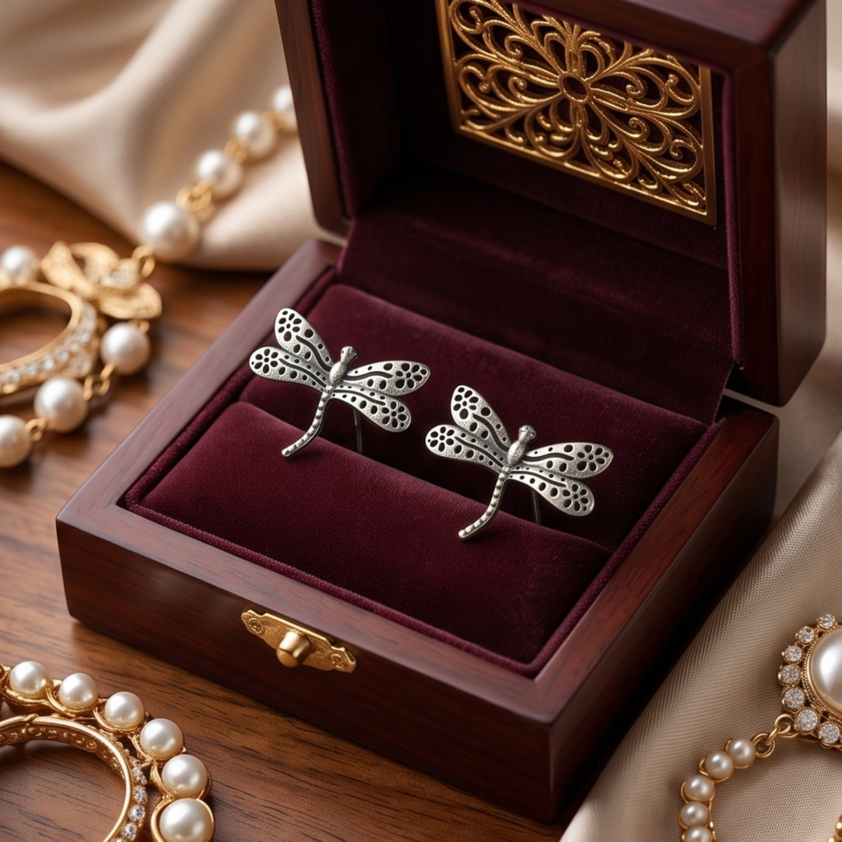 DIVYORO SILVER DRAGONFLY STUDS