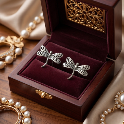DIVYORO SILVER DRAGONFLY STUDS