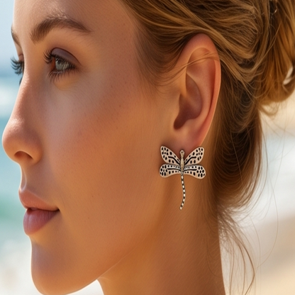 DIVYORO SILVER DRAGONFLY STUDS