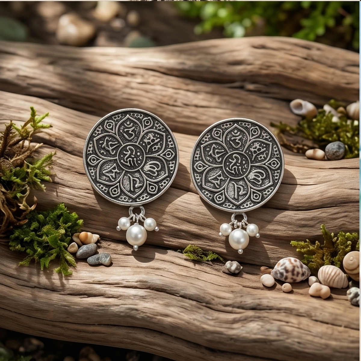 DIVYORO OM MANDALA STUDS