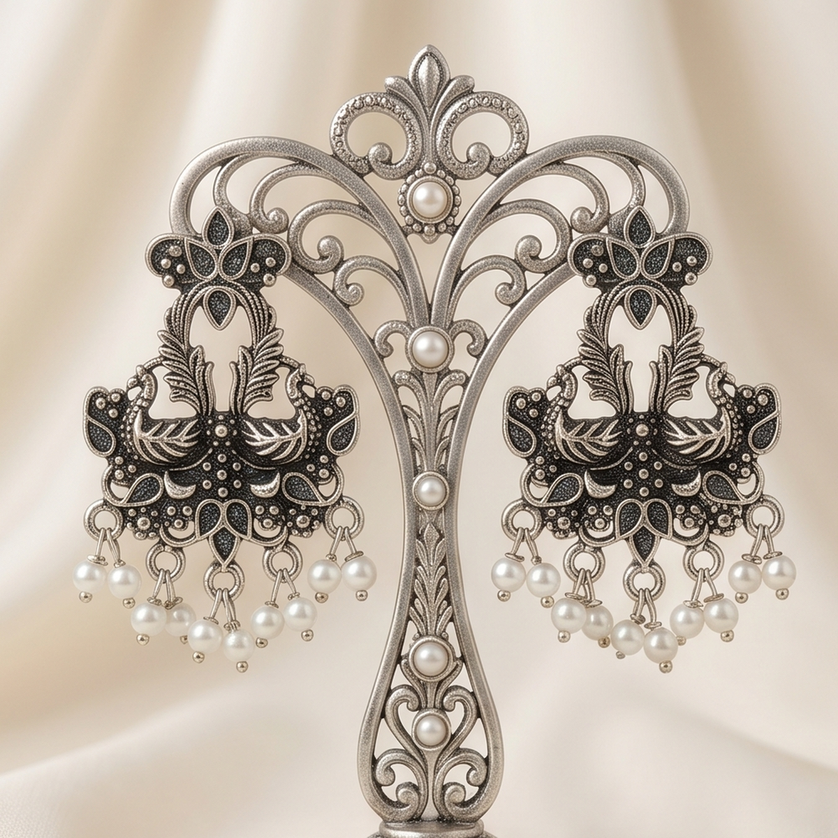 DIVYORO PEARL SILVER CHANDELIERS