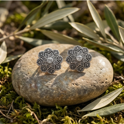 DIVYORO SILVER FLORAL STUDS