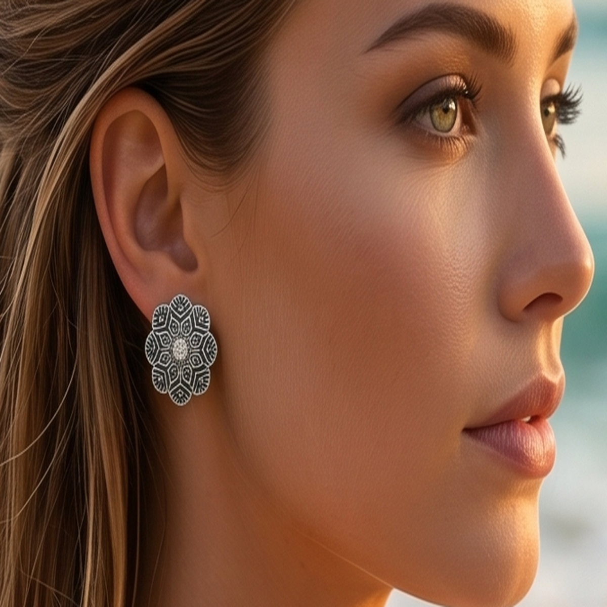 DIVYORO SILVER FLORAL STUDS