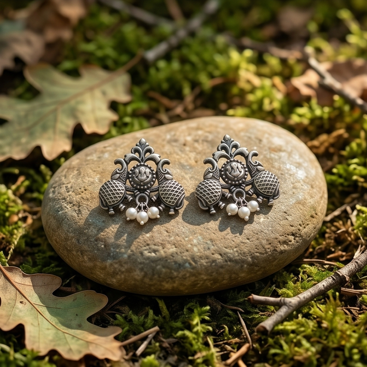 DIVYORO SILVER ETHNIC STUDS