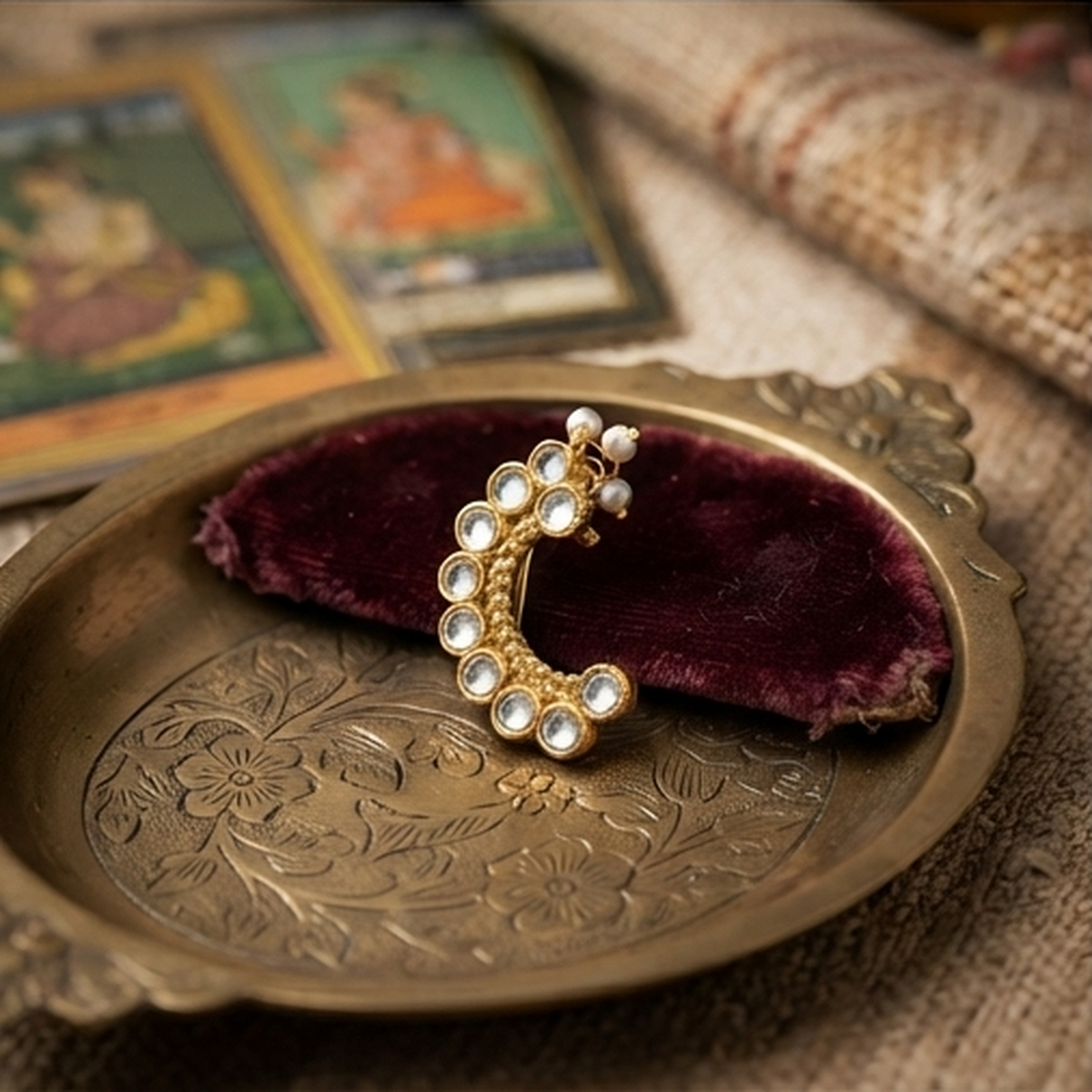 Divyoro Traditional Gold-Plated Polki Nath