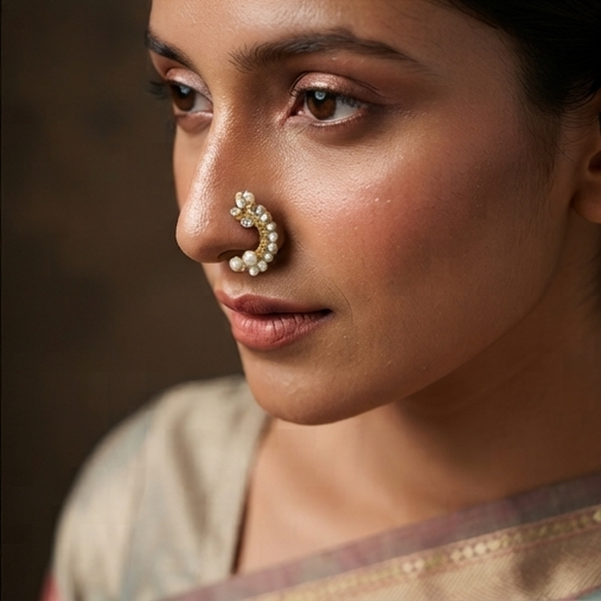 Divyoro Traditional Gold-Plated Polki Nath