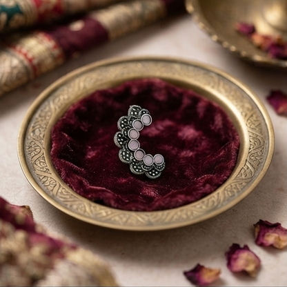 Divyoro Oxidized Silver Pink Stone Nath
