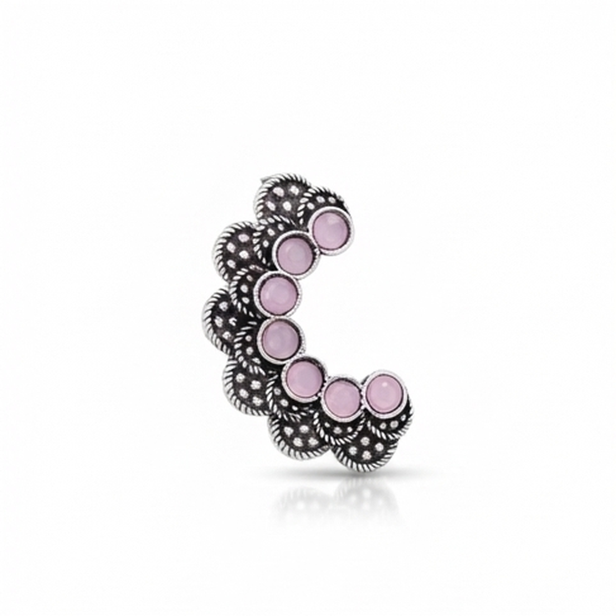 Divyoro Oxidized Silver Pink Stone Nath