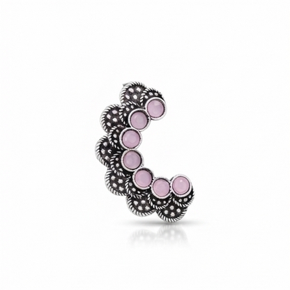 Divyoro Oxidized Silver Pink Stone Nath