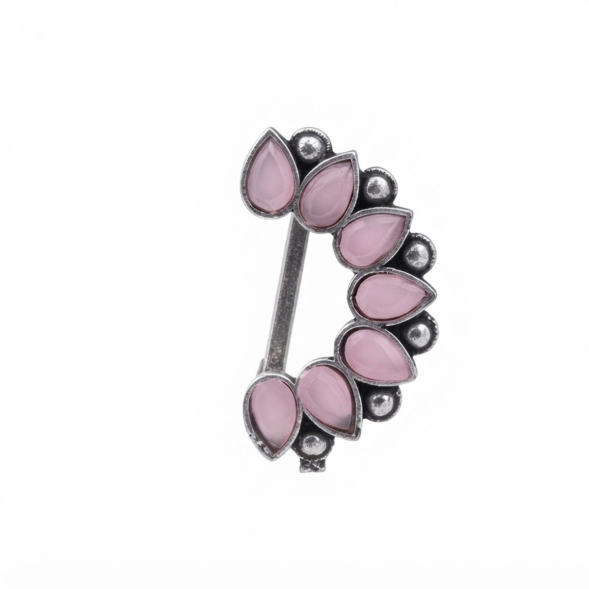 Divyoro Oxidised Lotus Motif NosePin