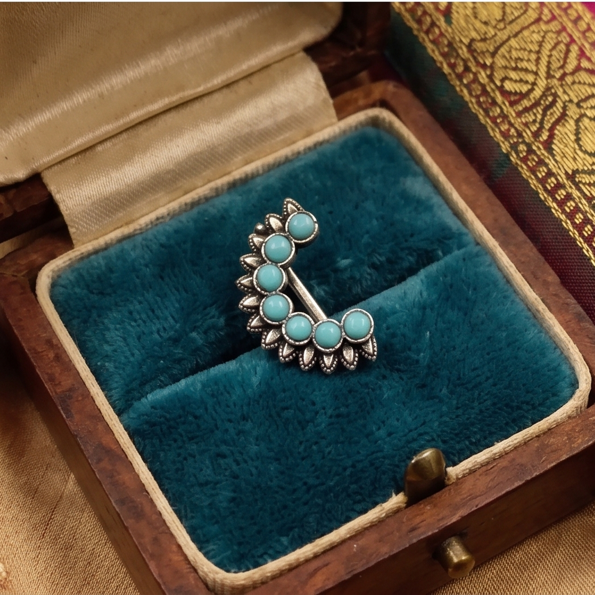 Divyoro Oxidised Aqua Heritage Nath