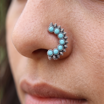 Divyoro Oxidised Aqua Heritage Nath