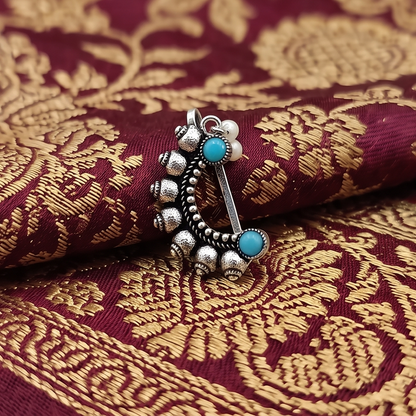 Divyoro Turq-Pearl Vintage Nath