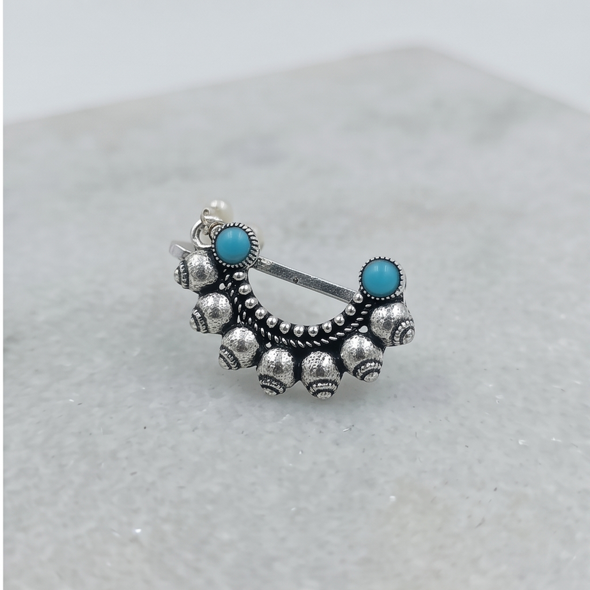 Divyoro Turq-Pearl Vintage Nath