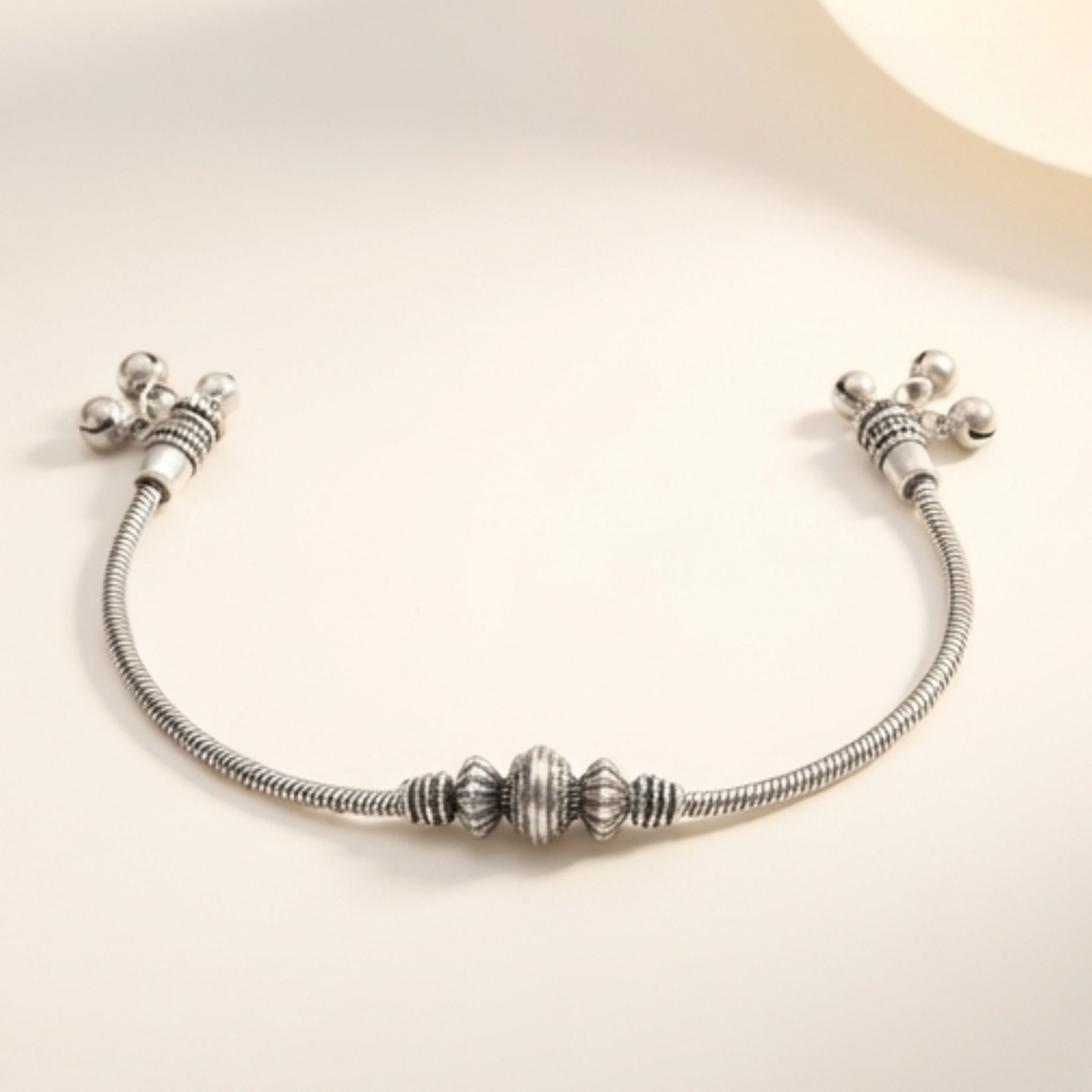 Divyoro Oxidized silver snake chain anklet