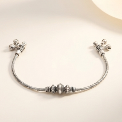 Divyoro Oxidized silver snake chain anklet