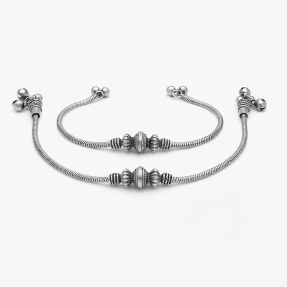 Divyoro Oxidized silver snake chain anklet