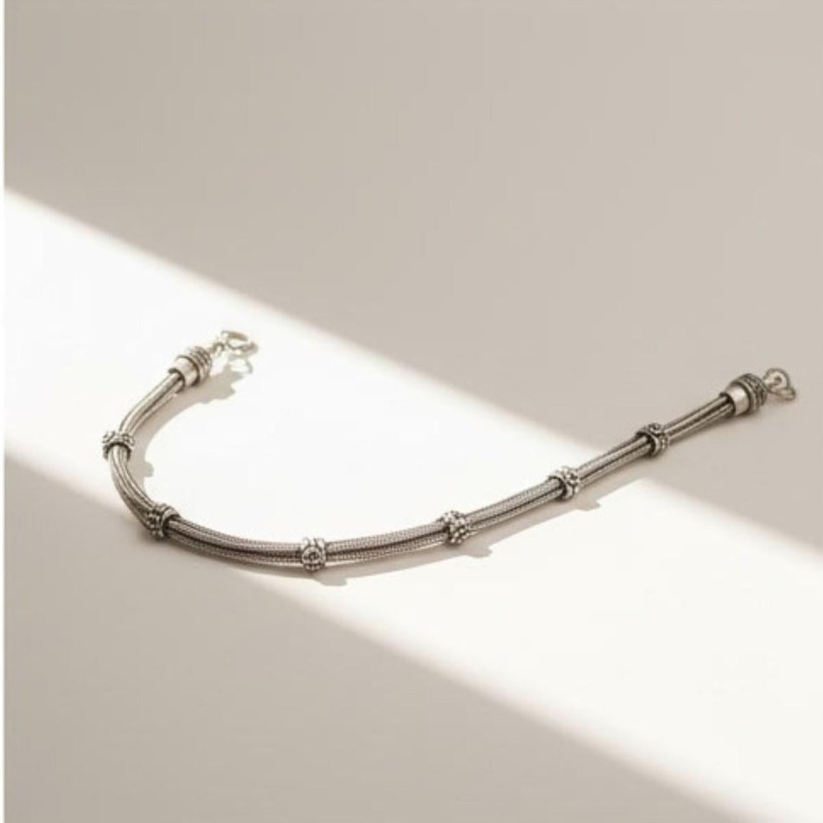 Divyoro oxidized metallic accent beads anklet