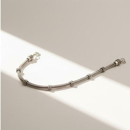 Divyoro oxidized metallic accent beads anklet