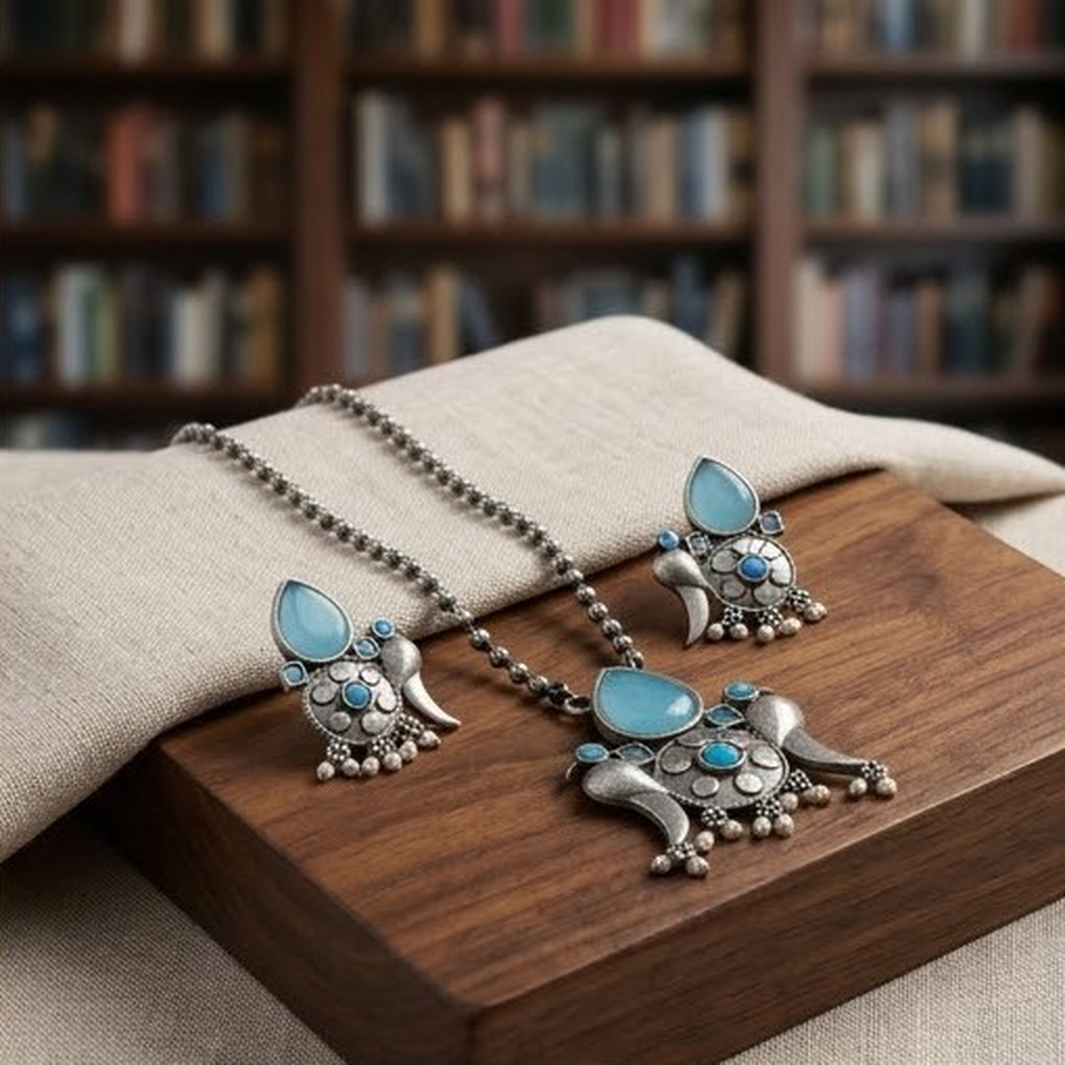 DIVYORO ETHNIC BOHEMIAN PENDANT NECKLACE AND EARRINGS