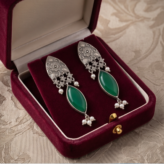 DIVYORO GREEN MARQUISE DROPS