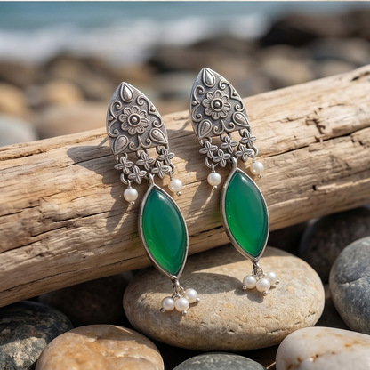 DIVYORO GREEN MARQUISE DROPS