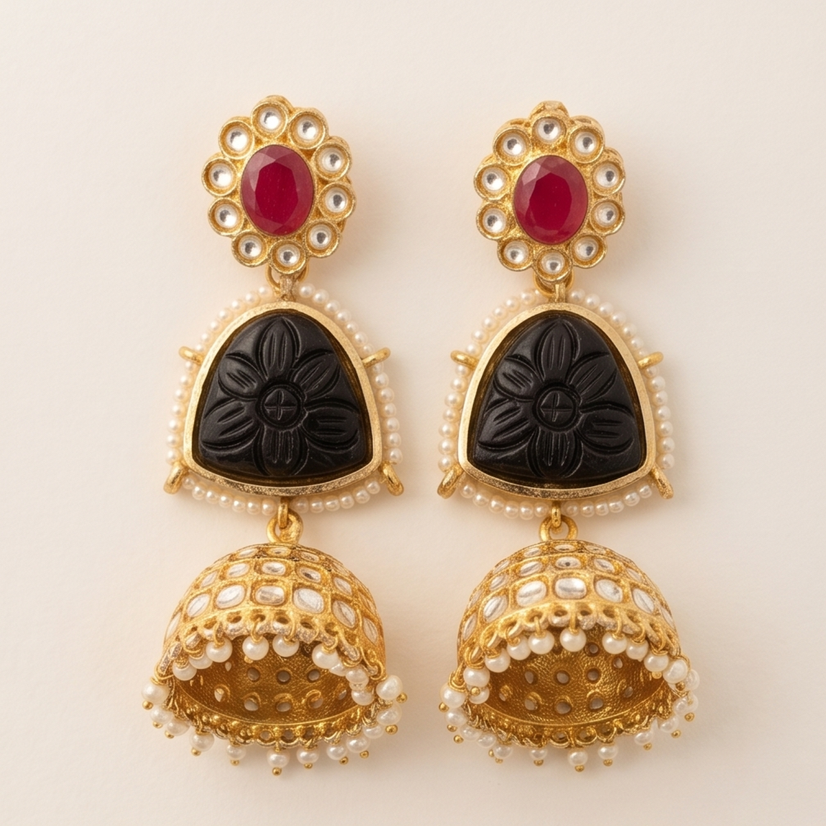 DIVYORO BLACK ONYX JHUMKA