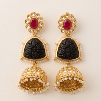 DIVYORO BLACK ONYX JHUMKA