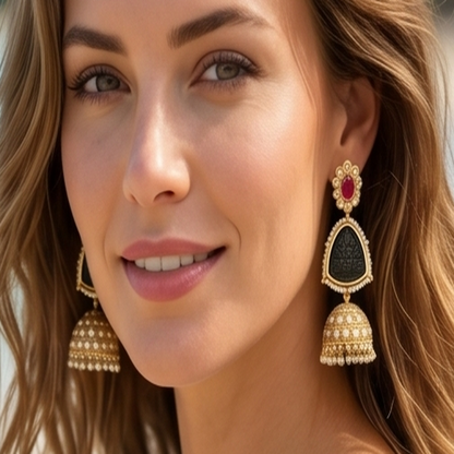 DIVYORO BLACK ONYX JHUMKA