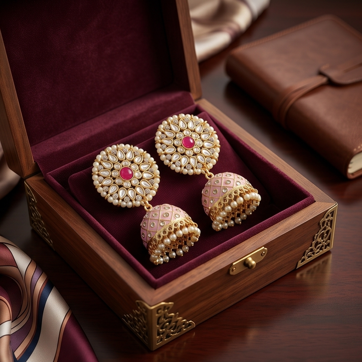 DIVYORO PINK ENAMEL JHUMKA
