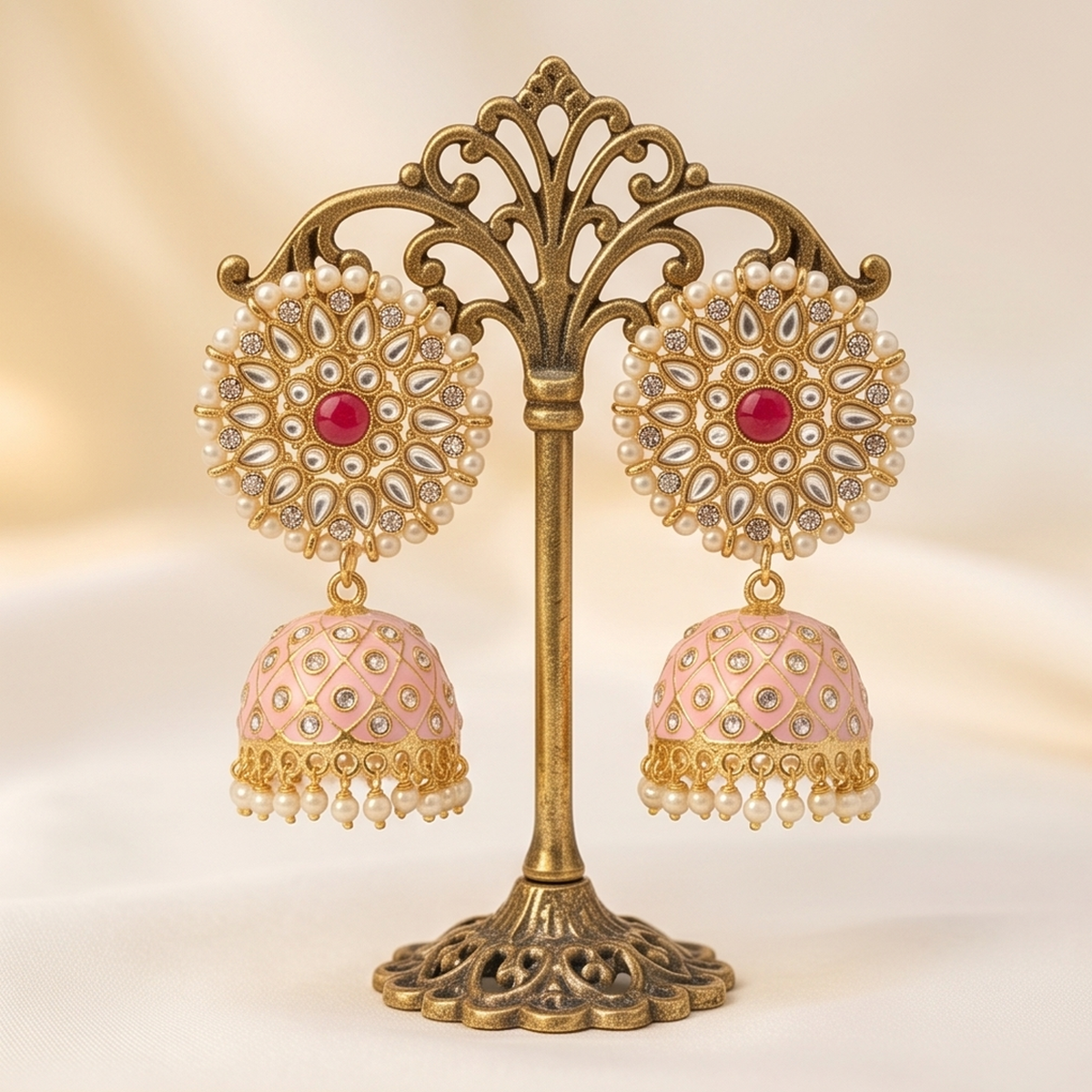 DIVYORO PINK ENAMEL JHUMKA
