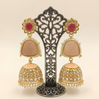 DIVYORO PEACH STONE JHUMKA