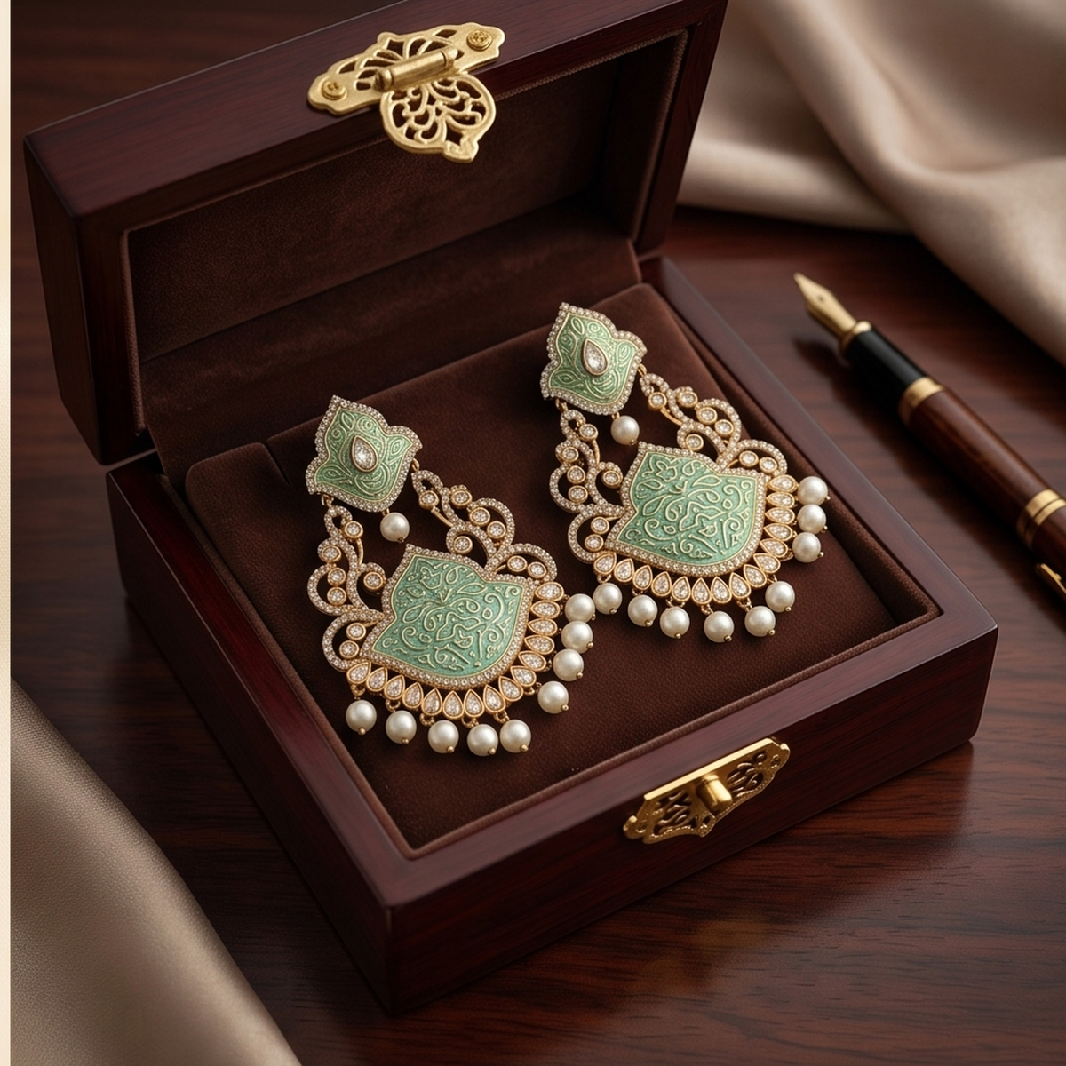 DIVYORO MINT MEENAKARI CHANDELIERS