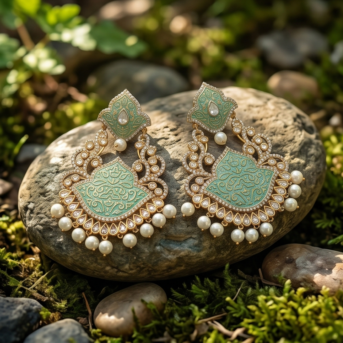 DIVYORO MINT MEENAKARI CHANDELIERS