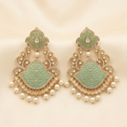 DIVYORO MINT MEENAKARI CHANDELIERS