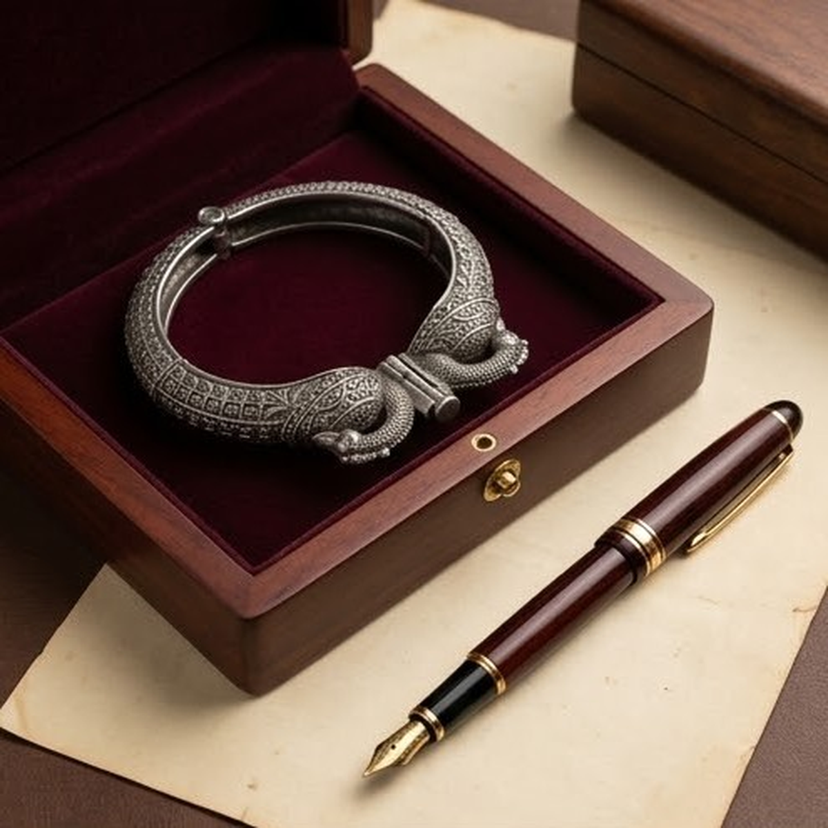 DIVYORO ETHNIC PEACOCK DESIGN OXIDIZED KADA