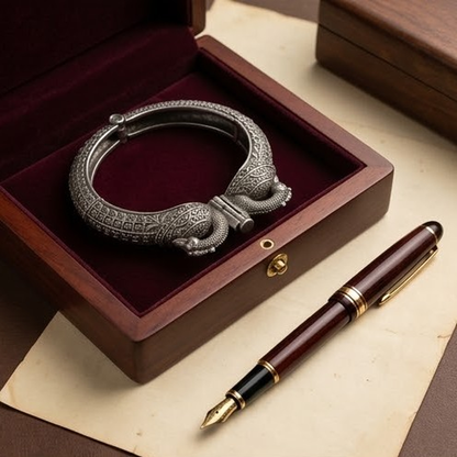 DIVYORO ETHNIC PEACOCK DESIGN OXIDIZED KADA