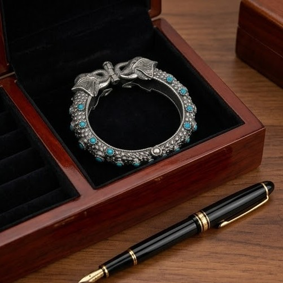 DIVYORO TURQUOISE ELEPHANT CUFF KADA