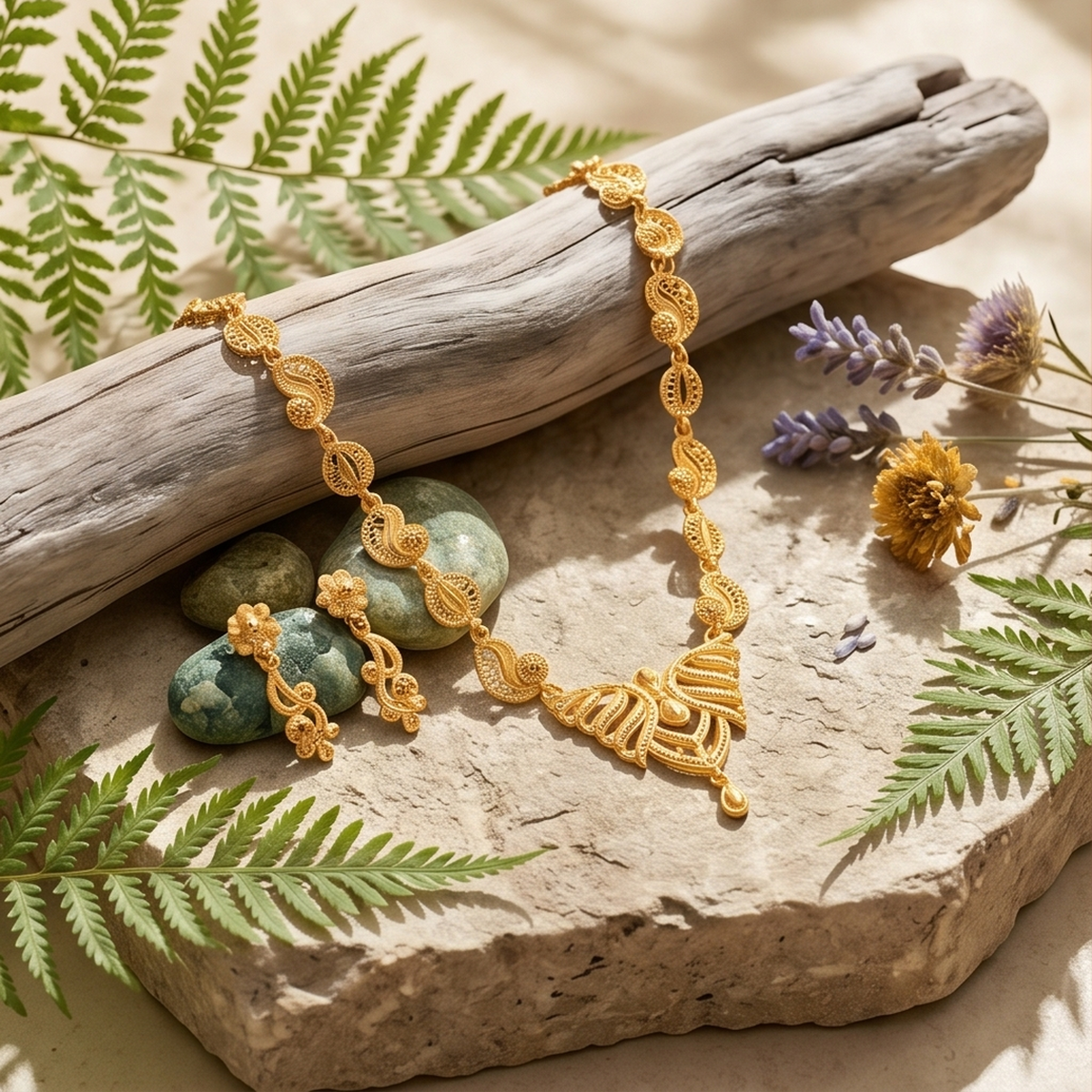 DIVYORO GOLD PAISLEY NECKLACE