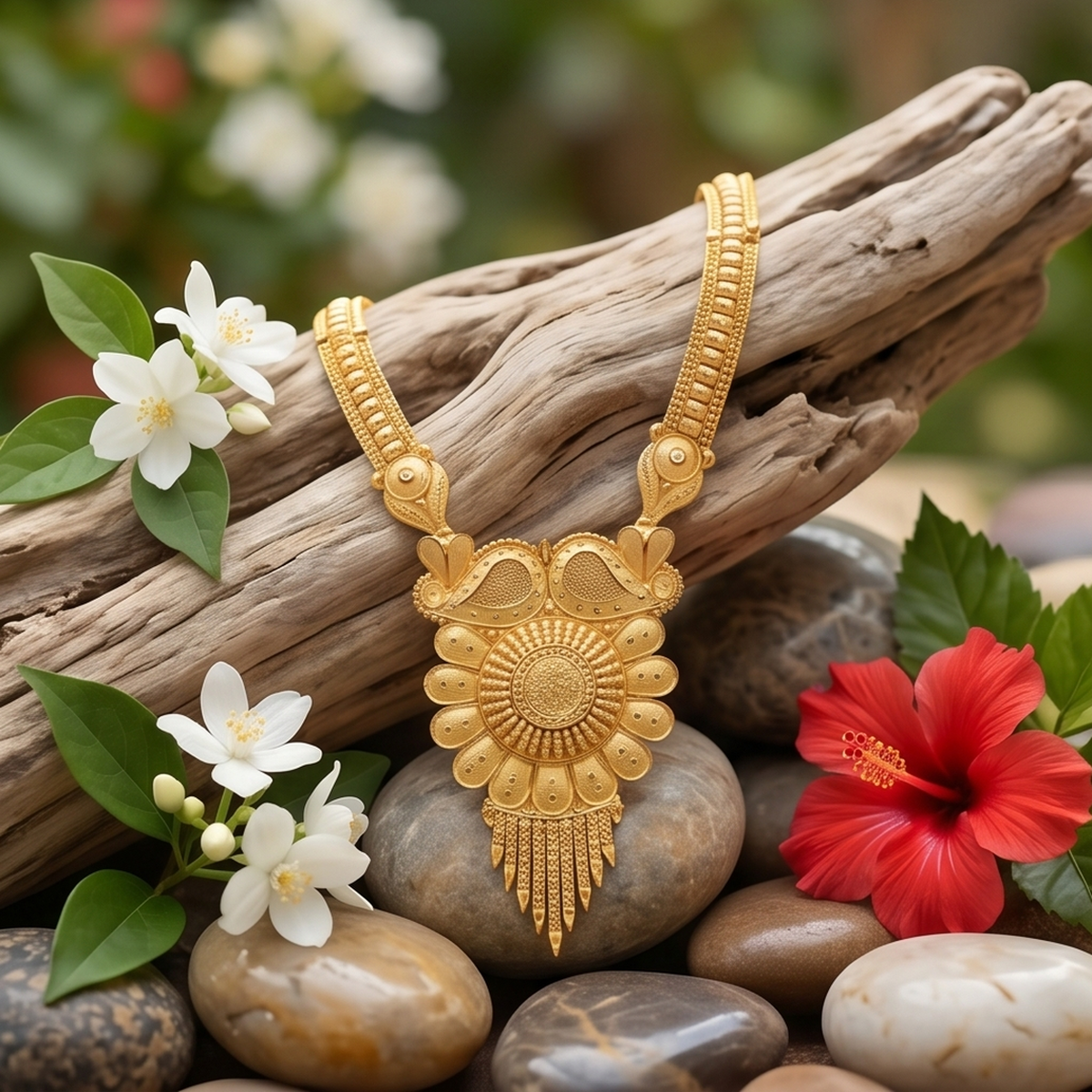 DIVYORO GOLD FLORAL NECKLACE