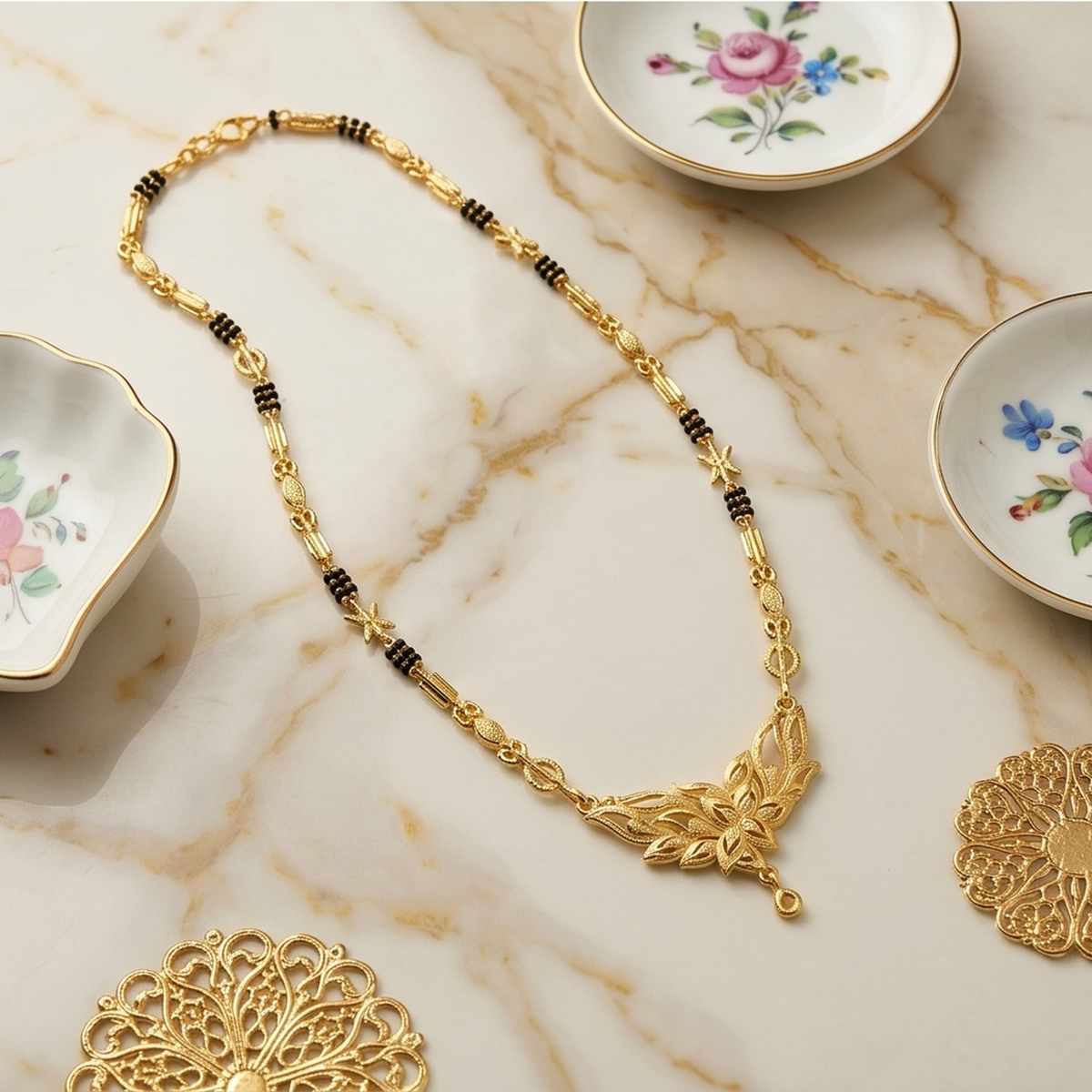 DIVYORO FLORAL DESIGN GOLD MANGALSUTRA