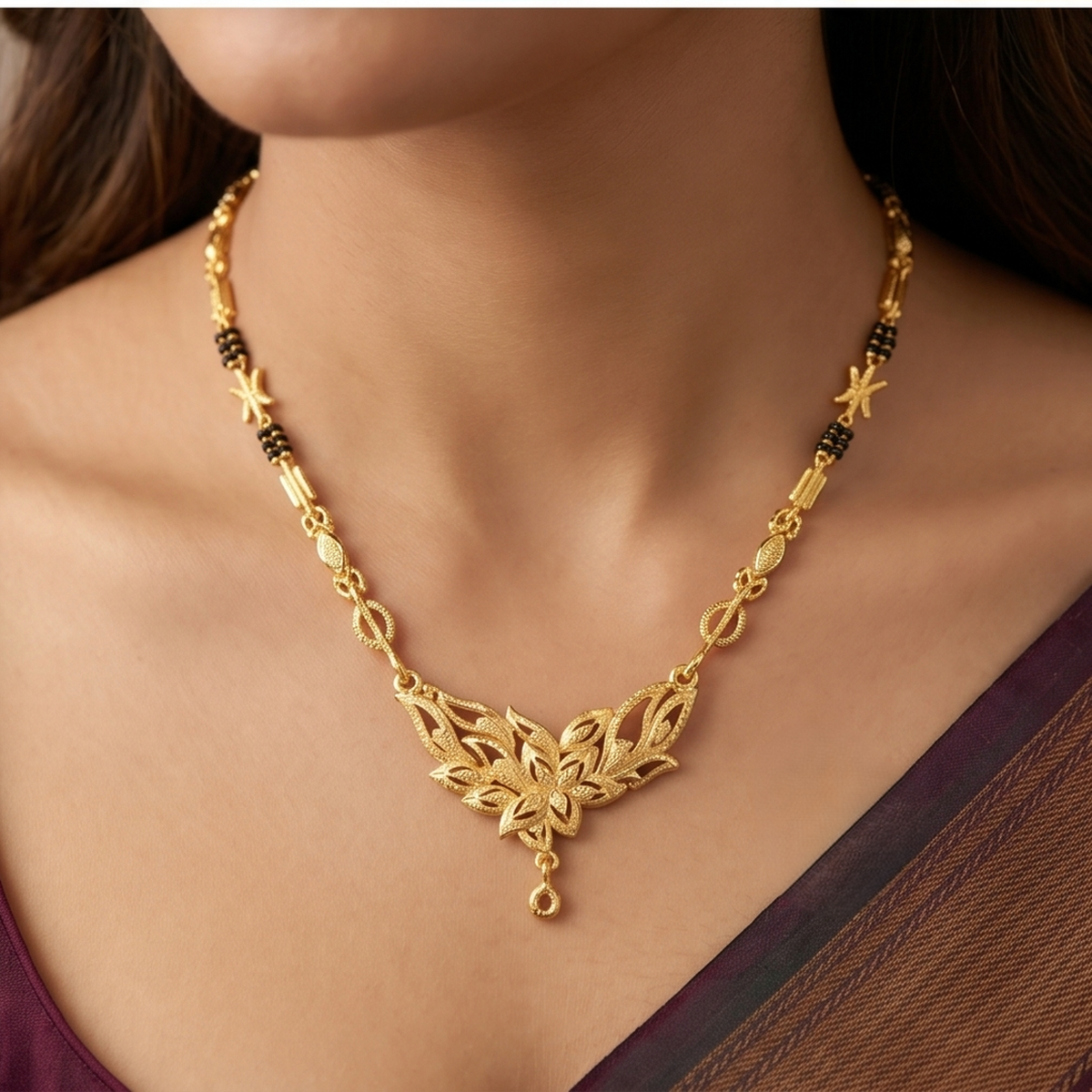 DIVYORO FLORAL DESIGN GOLD MANGALSUTRA