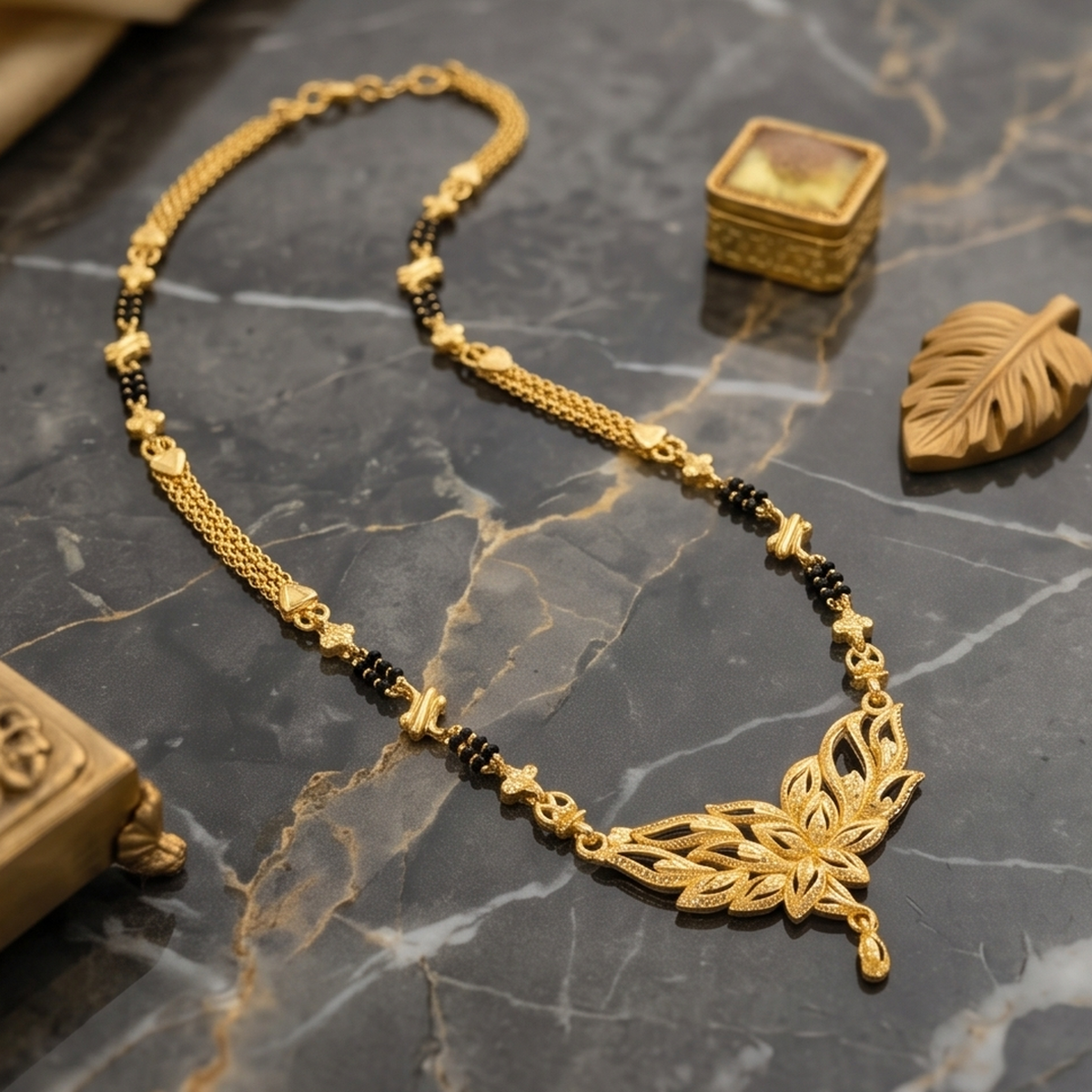DIVYORO FLORAL GOLD MANGALSUTRA DESIGN