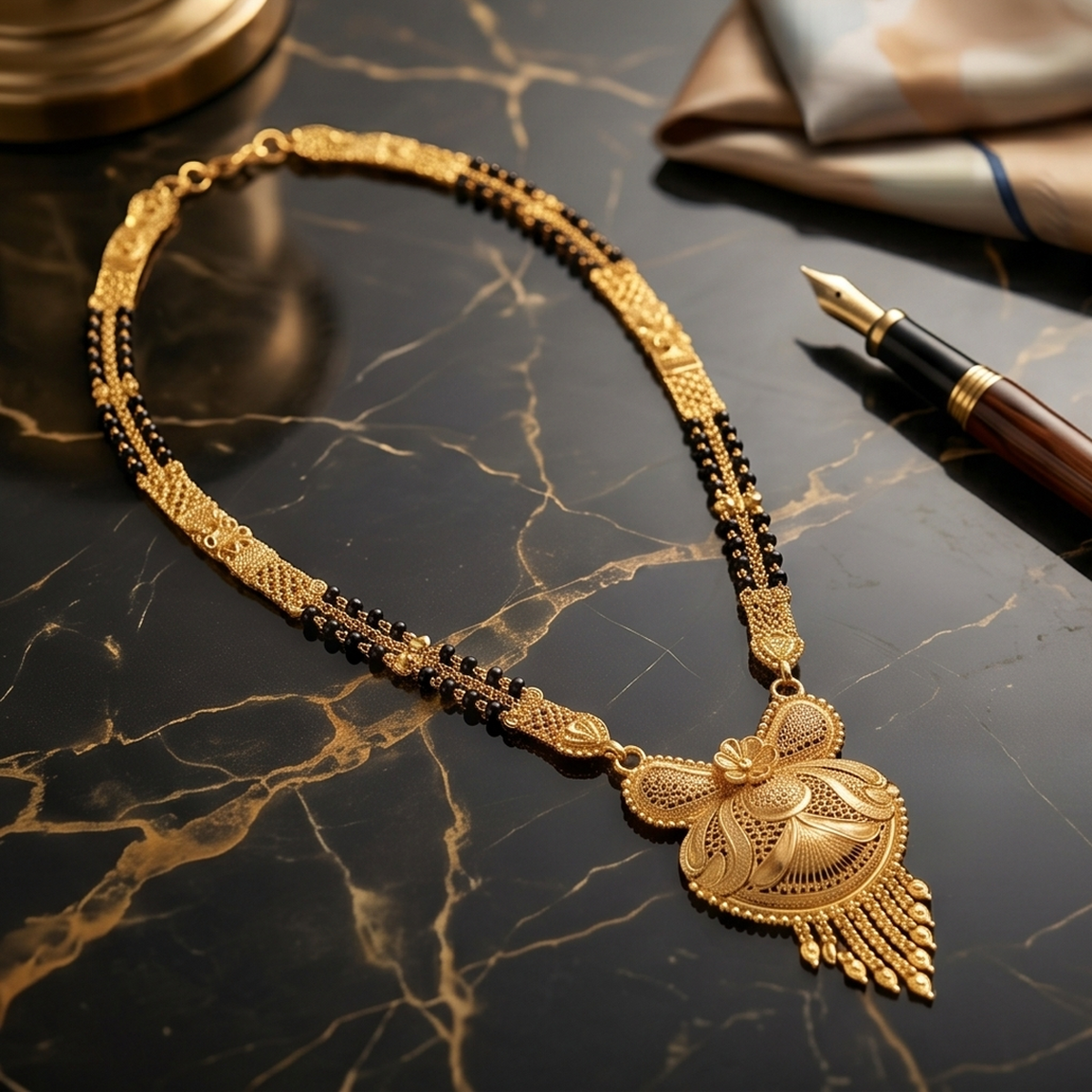 DIVYORO INTRICATE GOLD MANGALSUTRA PENDANT