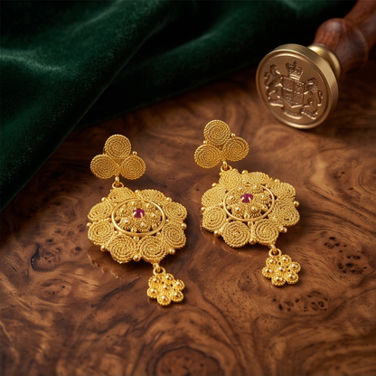DIVYORO CRIMSON CHAKRA EARRINGS
