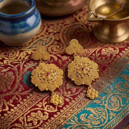 DIVYORO CRIMSON CHAKRA EARRINGS