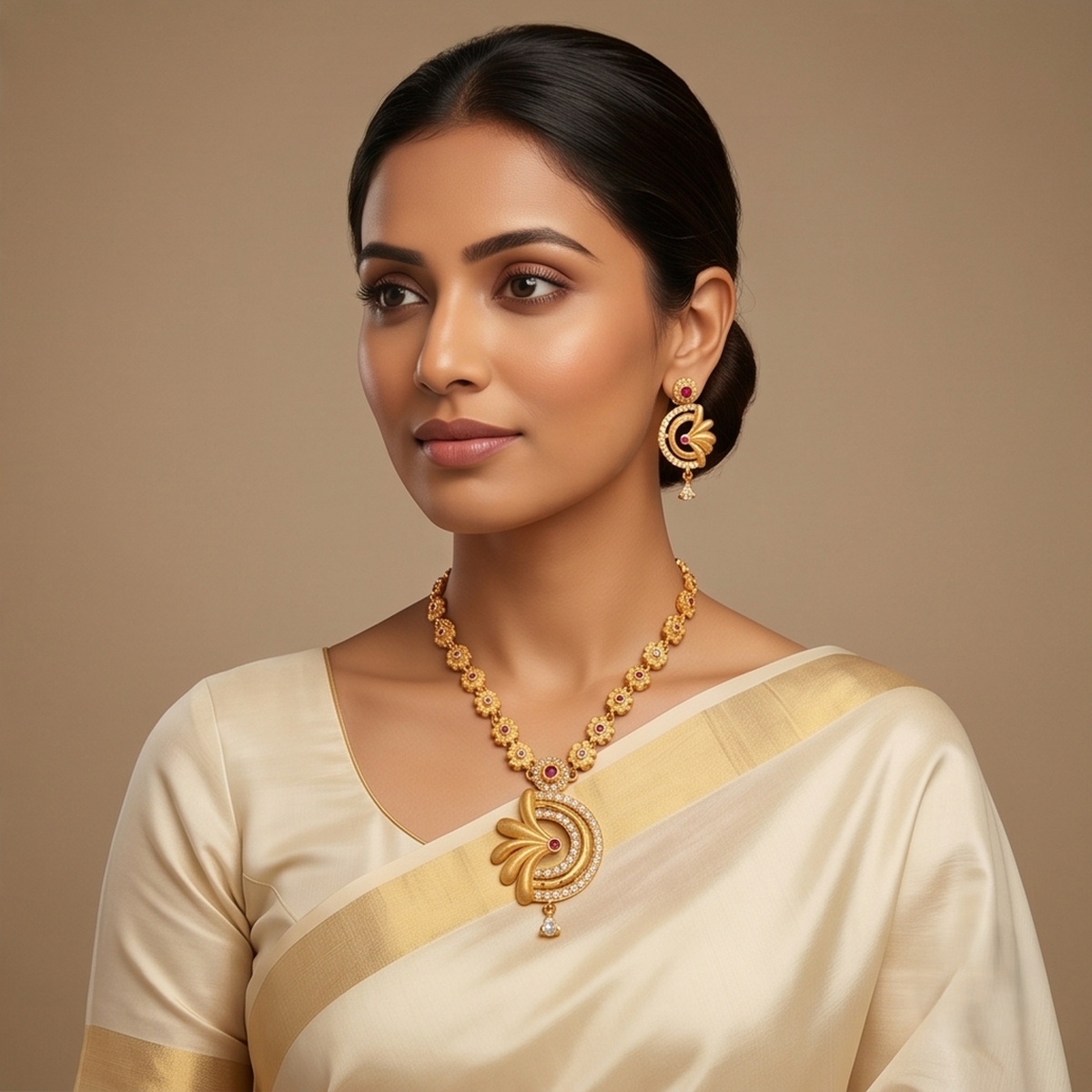 DIVYORO FLORAL STONE GOLD SET