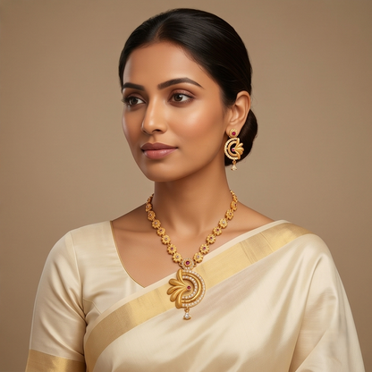 DIVYORO FLORAL STONE GOLD SET