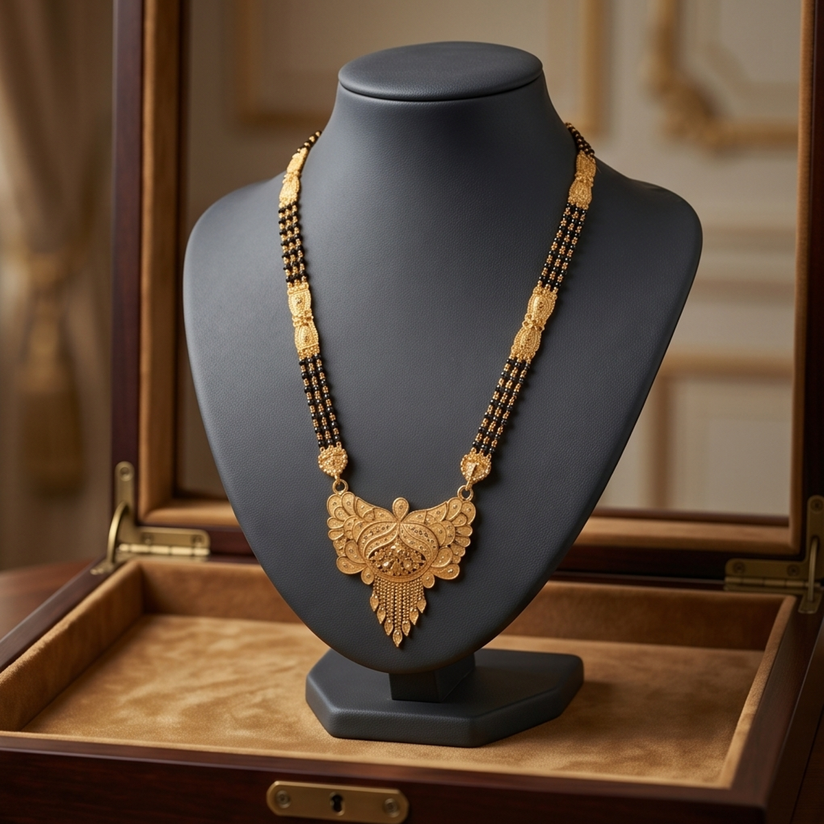 DIVYORO ELEGANT GOLD BEAD MANGALSUTRA